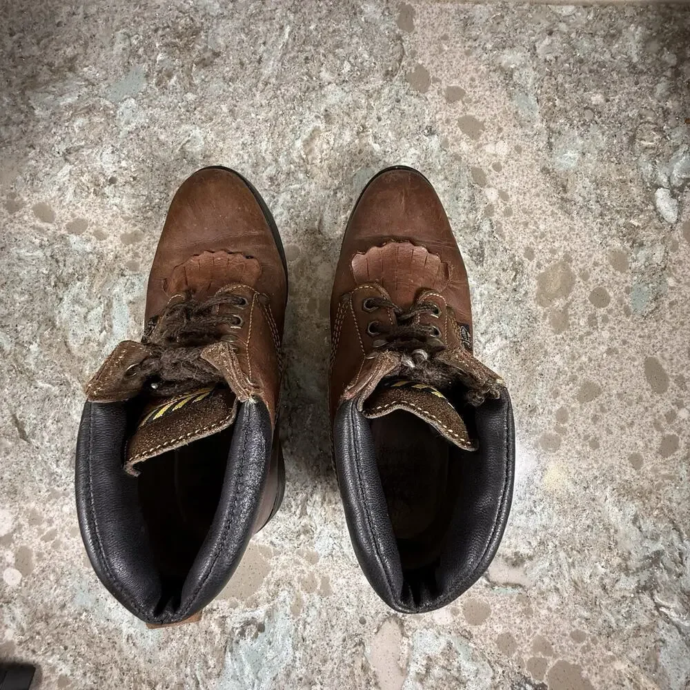 Justin Lace‎ Up Kids Boots 782Y Size 2.5D Brown Leather